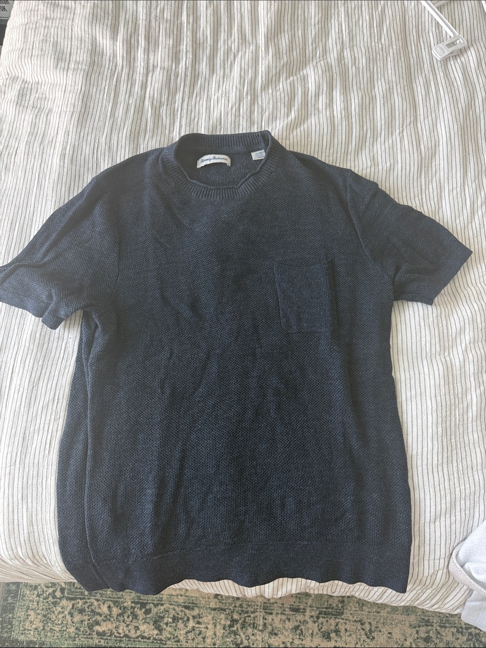 Tommy Bahama Navy Short-Sleeve Pocket Knit Shirt